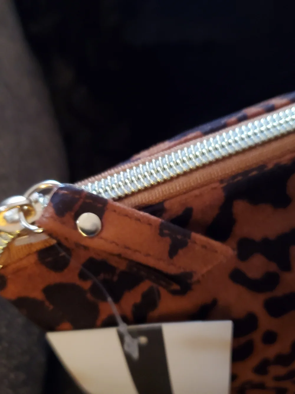 Nine West Leopard Print Zip Pouch - Brown & Black